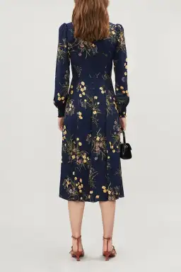 Reformation Wallflower Midi Dress Navy Floral Size 12 for rent on The Volte - image 3