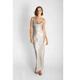 Rat & Boa Gaia Slip Dress Silver Snake Size UK 10