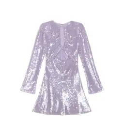 Self-Portrait Rent Lilac Sequin Mini Dress Size 12  for rent on The Volte - image 3