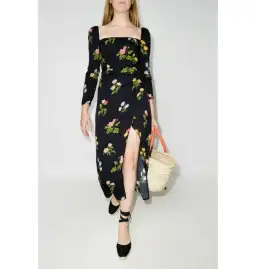 Reformation Hilda Dress Black Floral Size UK 8