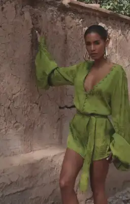 Rat & Boa Harlequin Mini Dress Cypress Green Size M / UK 10 for rent on The Volte - image 3