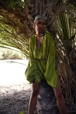 Rat & Boa Harlequin Mini Dress Cypress Green Size M / UK 10 for rent on The Volte - image 2