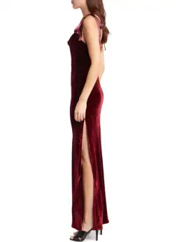 Reformation Nya Velvet Dress Burgundy Size M / UK 10 for rent on The Volte - image 2