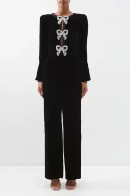 Saloni Camille Crystal Bow Jumpsuit Black Size UK 14 for rent on The Volte - image 2