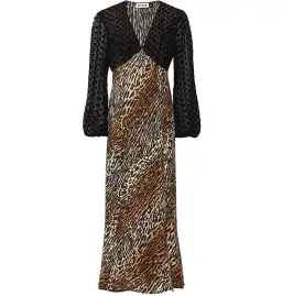 Rixo Melanie Leopard Midi Dress Leopard Print Size UK 12 for rent on The Volte - image 4