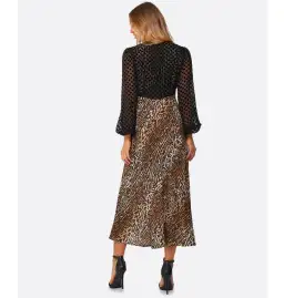 Rixo Melanie Leopard Midi Dress Leopard Print Size UK 12 for rent on The Volte - image 2
