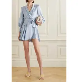 Zimmermann Silk Wrap Dress Ice Blue Size 2 / UK 12 for rent on The Volte - image 1