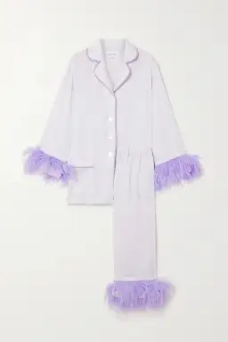 Sleeper Party Double Feather Trimmed Pyjama Set Lilac Size UK 10 for rent on The Volte - image 5