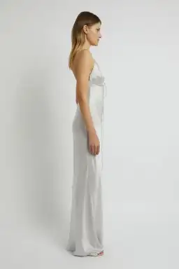 Christopher Esber Slope Tie Silk Maxi Dress Silver Size UK 12 for rent on The Volte - image 2