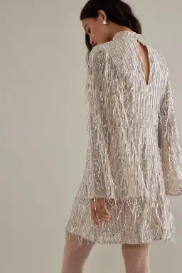 Queens of Archive The Mia Flare Sleeve Mini Dress Sequin Size S / UK 8 for rent on The Volte - image 3