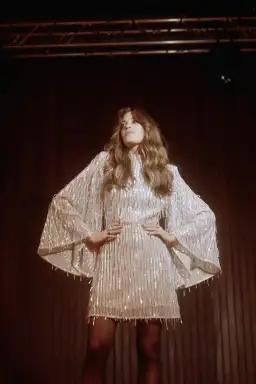 Queens of Archive The Mia Flare Sleeve Mini Dress Sequin Size S / UK 8 for rent on The Volte - image 8