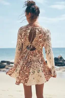 Free People Stevie Printed Tunic Mini Dress Tea Combo Size M / UK 10 for rent on The Volte - image 4
