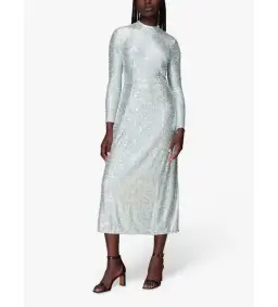 Whistles Silver Sequin Column Dress Silver Size UK 10