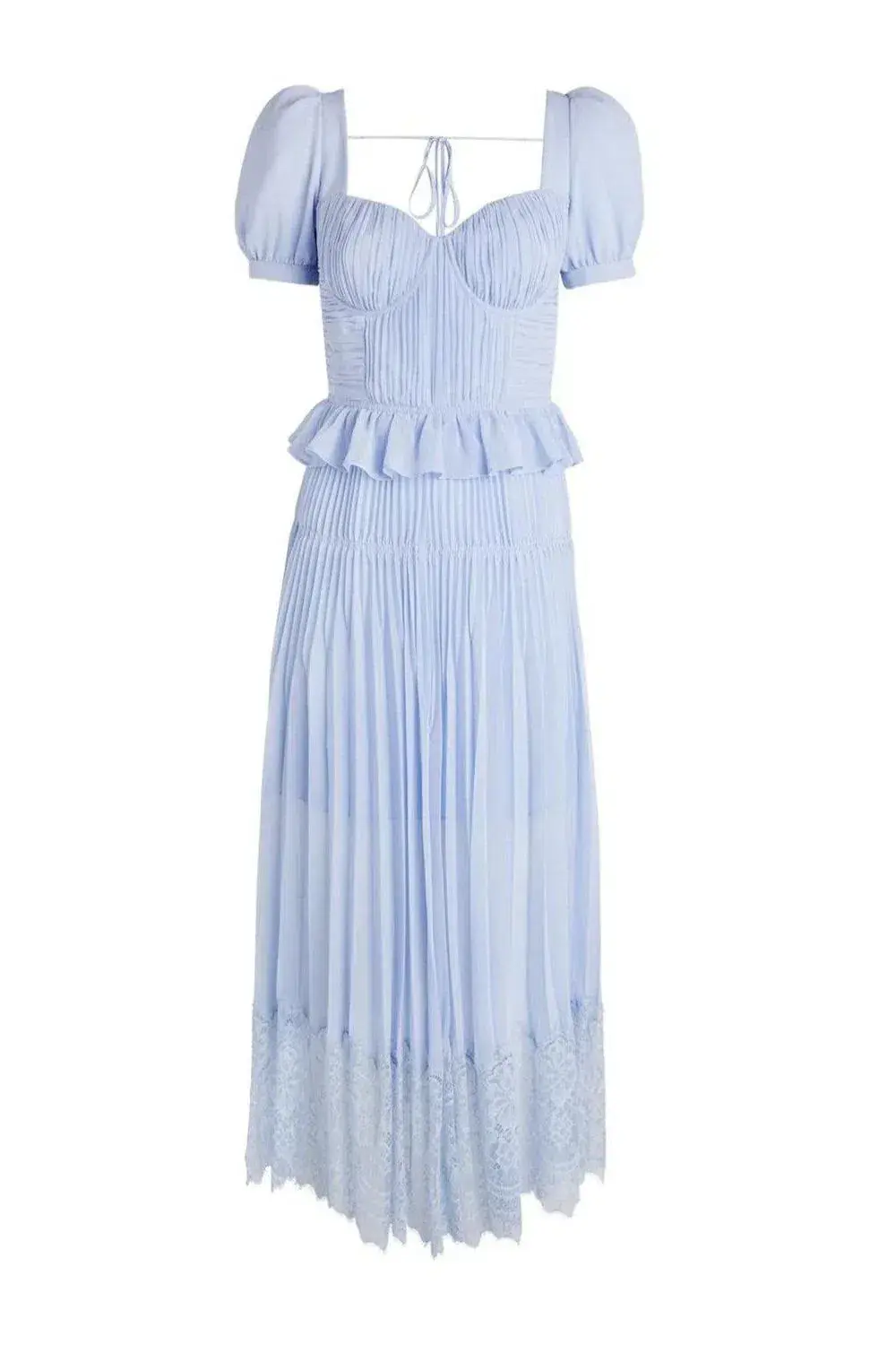 Self Portrait Blue Chiffon Midi Dress Size 12 - Image 2