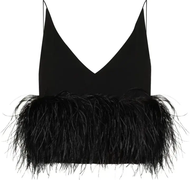 16ARLINGTON Poppy Cropped Feather Cami Top Black Size 12 - Image 3