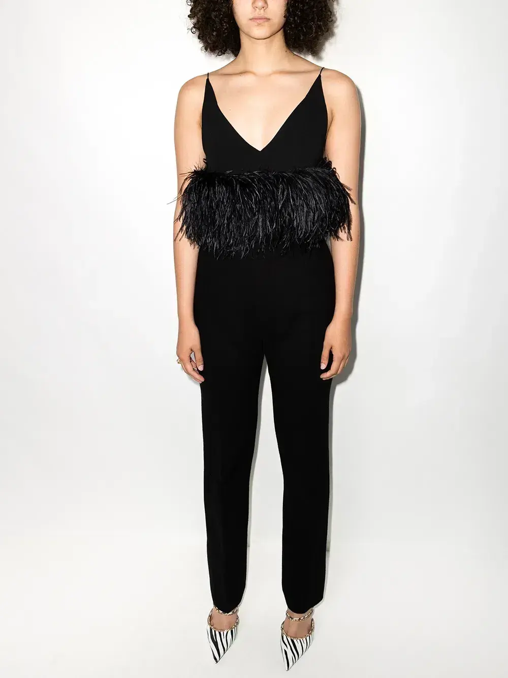 16ARLINGTON Poppy Cropped Feather Cami Top Black Size 12 - Image 1