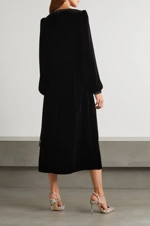 Saloni Camille Velvet Bow Dress Size 8 - Image 2