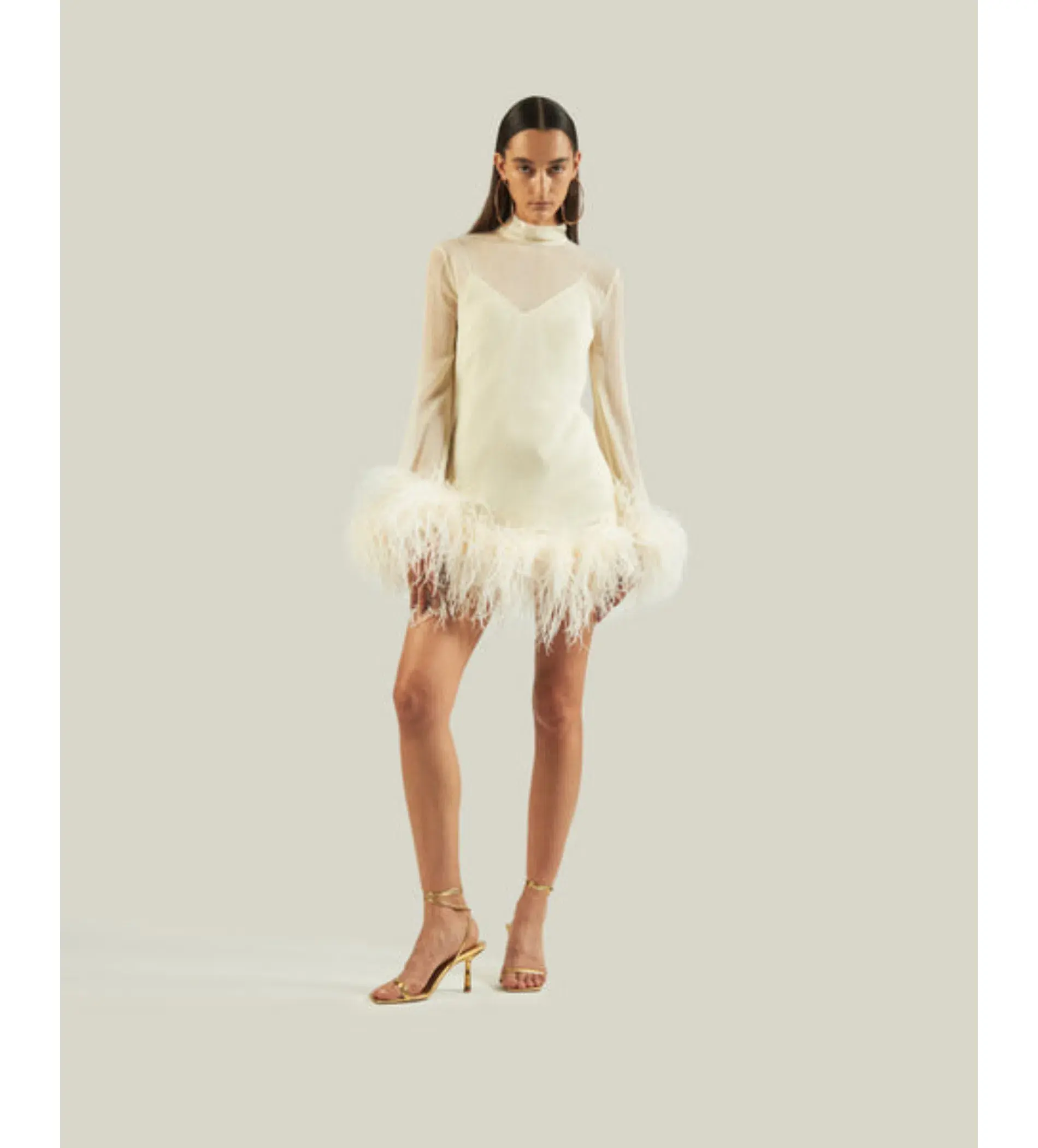 Taller Marmo Gina Mini Dress Ivory Size 10 - Image 2