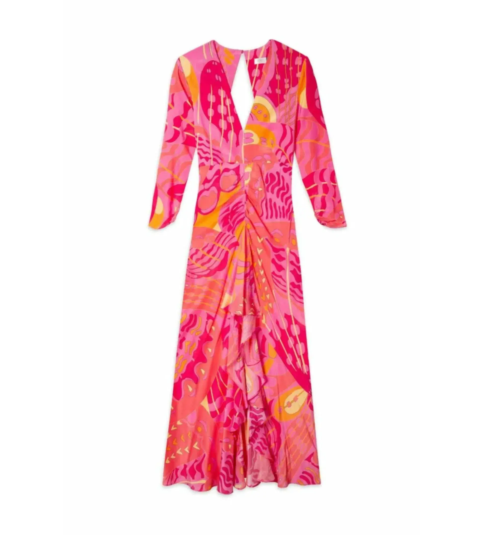 Rixo Rose Psychedelic Butterfly Dress Pink Print Size UK 10 - Image 5