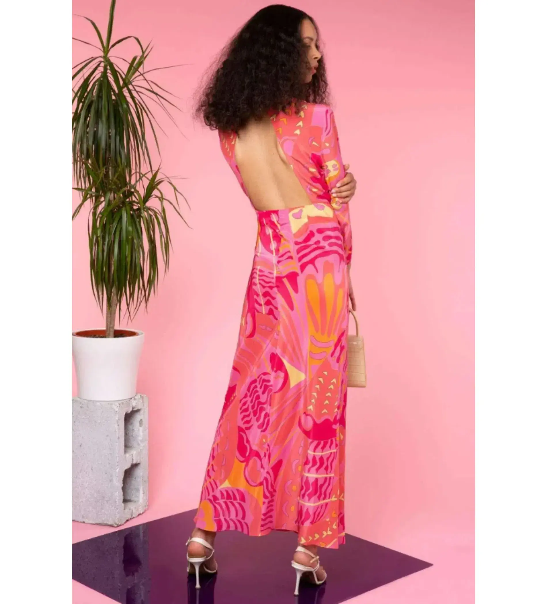 Rixo Rose Psychedelic Butterfly Dress Pink Print Size UK 10 - Image 2