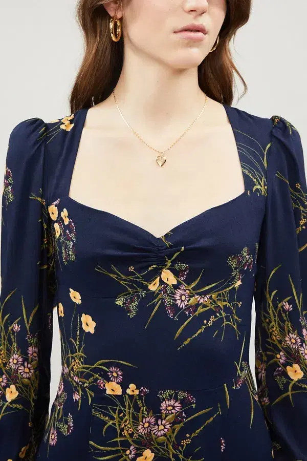 Reformation Wallflower Midi Dress Navy Floral Size 12 - Image 2