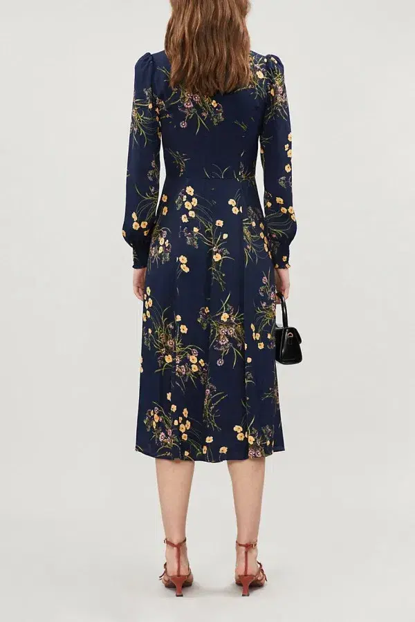 Reformation Wallflower Midi Dress Navy Floral Size 12 - Image 3