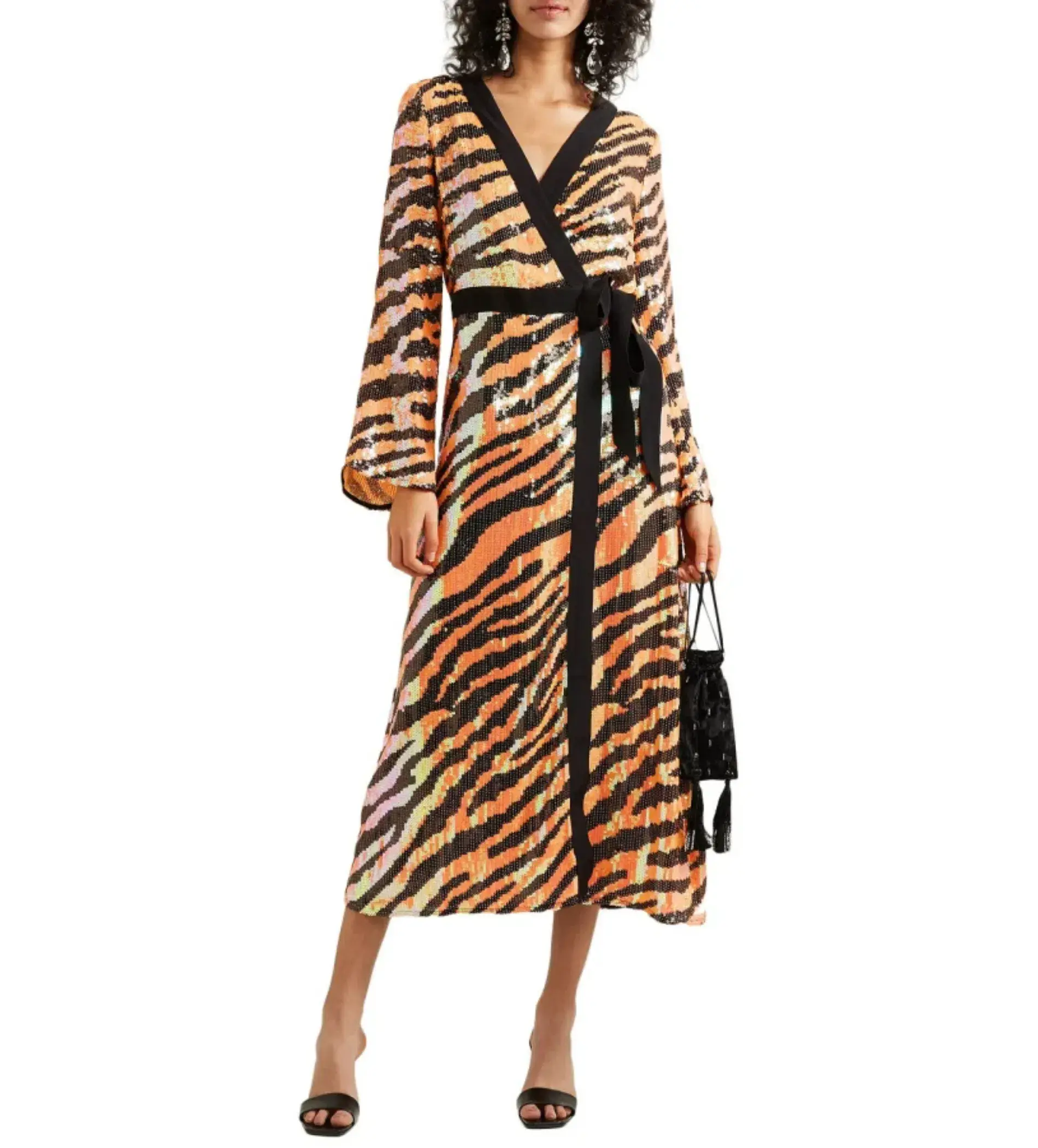 Rixo Gigi Tiger Sequin Dress Print Size UK 10 - Image 1