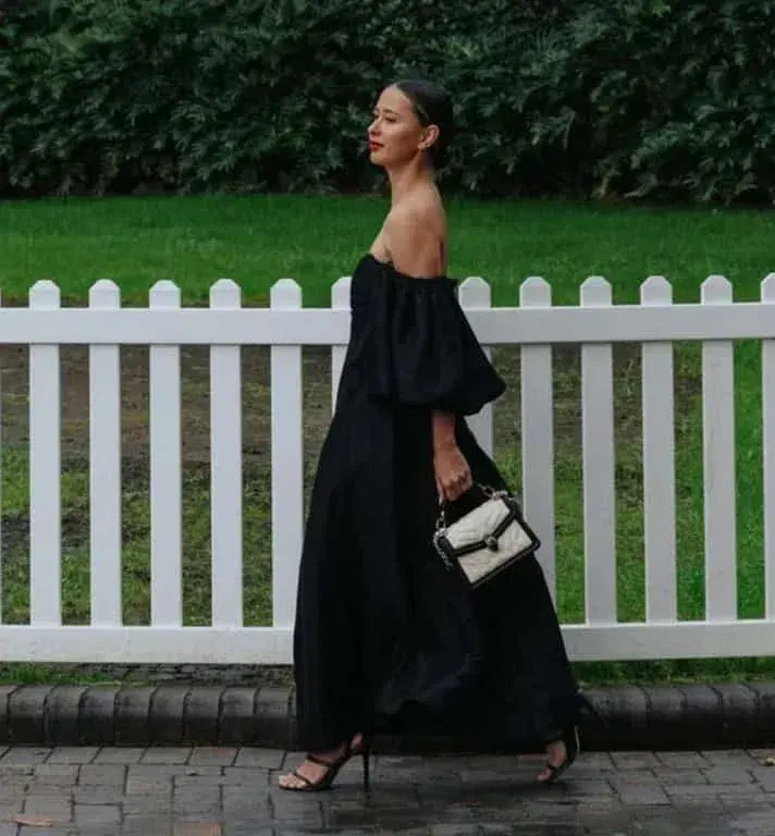 Aje Eugenie Off Shoulder Midi Dress Black Size UK 10 - Image 5