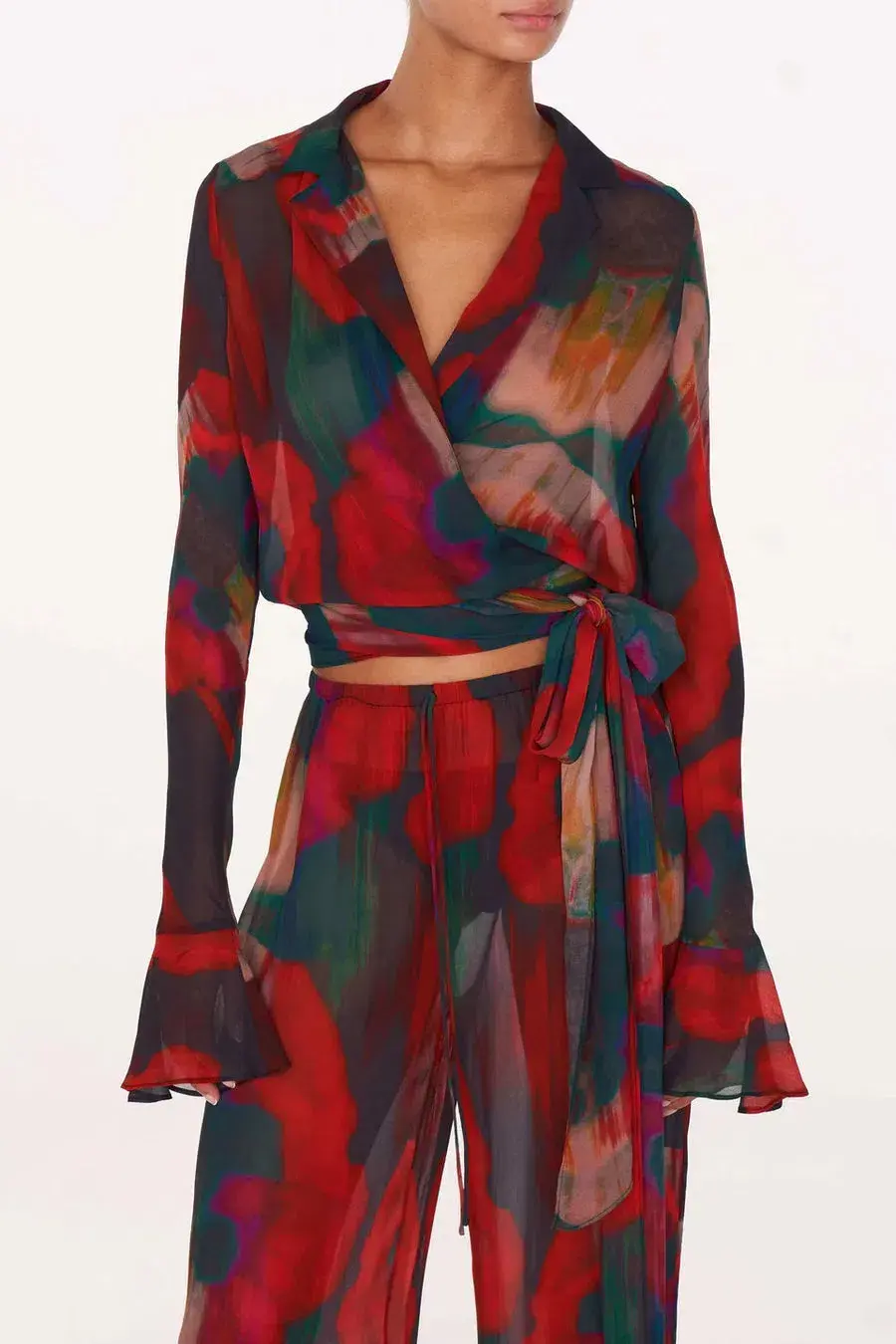 Rat & Boa Gemini Blouse Size M/UK10 and Roma Trousers Size L/UK12 Set Abstract Poppy Print - Image 6