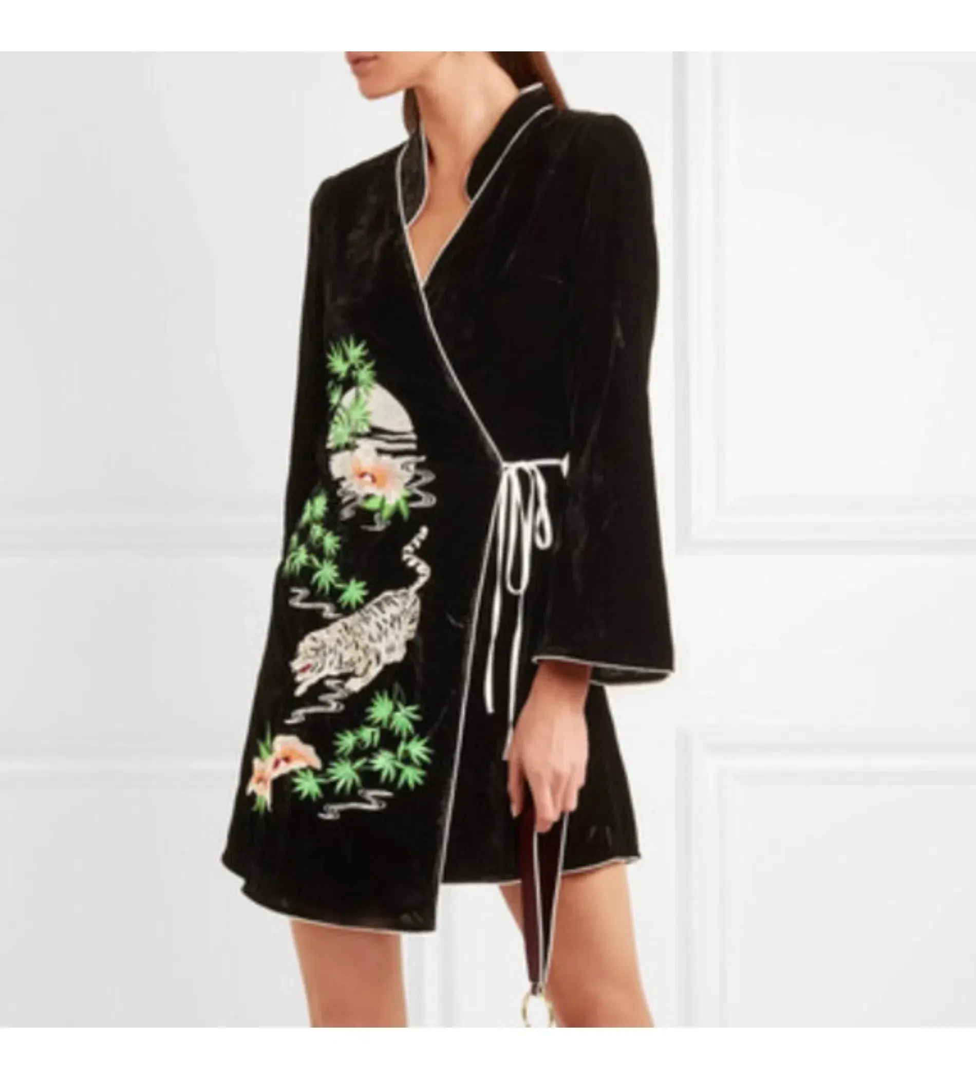 RIXO Iris Tiger Wrap Mini Dress Black Size UK 12 - Image 2