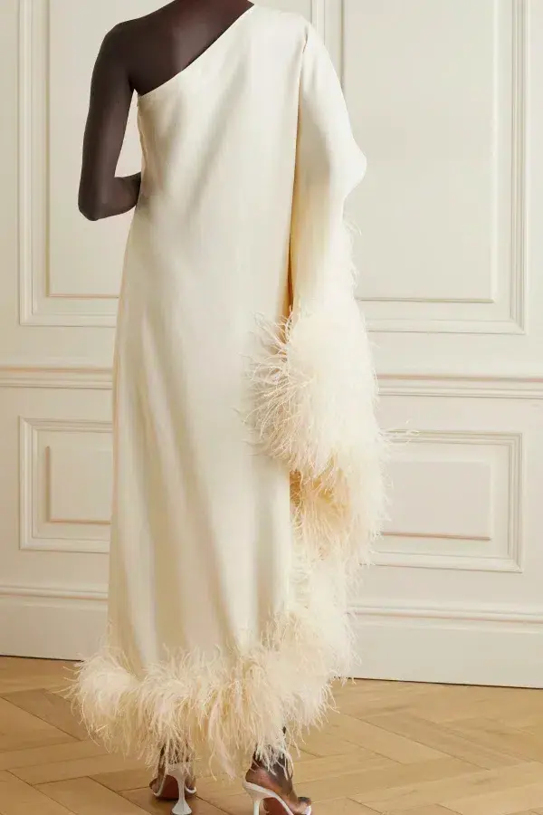 Taller Marmo Ubud Ivory Feather Gown Ivory Size UK 10 for rent on The Volte - main image
