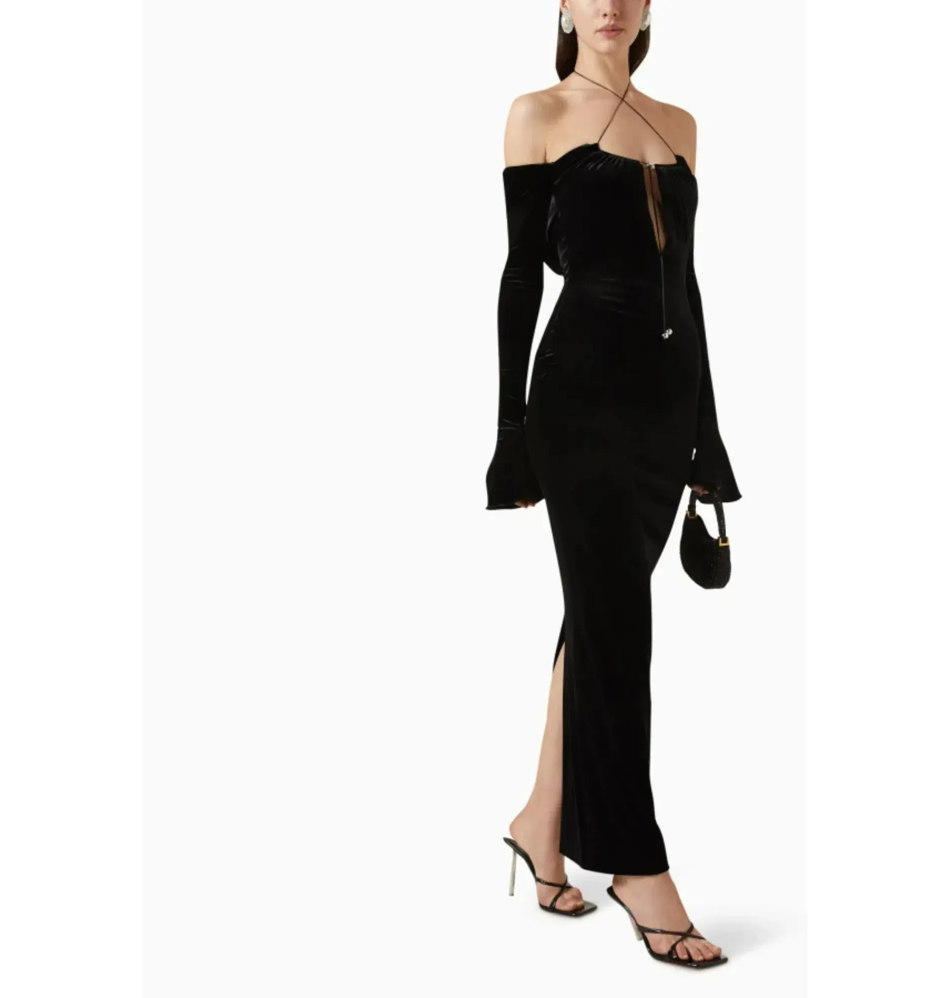 16arlington Salm Velvet Cut Out Dress Black Size UK 12 - Image 2