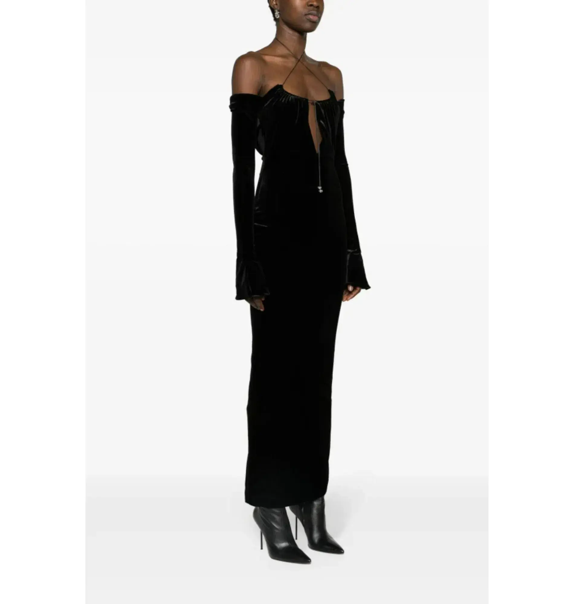 16arlington Salm Velvet Cut Out Dress Black Size UK 12 - Image 3