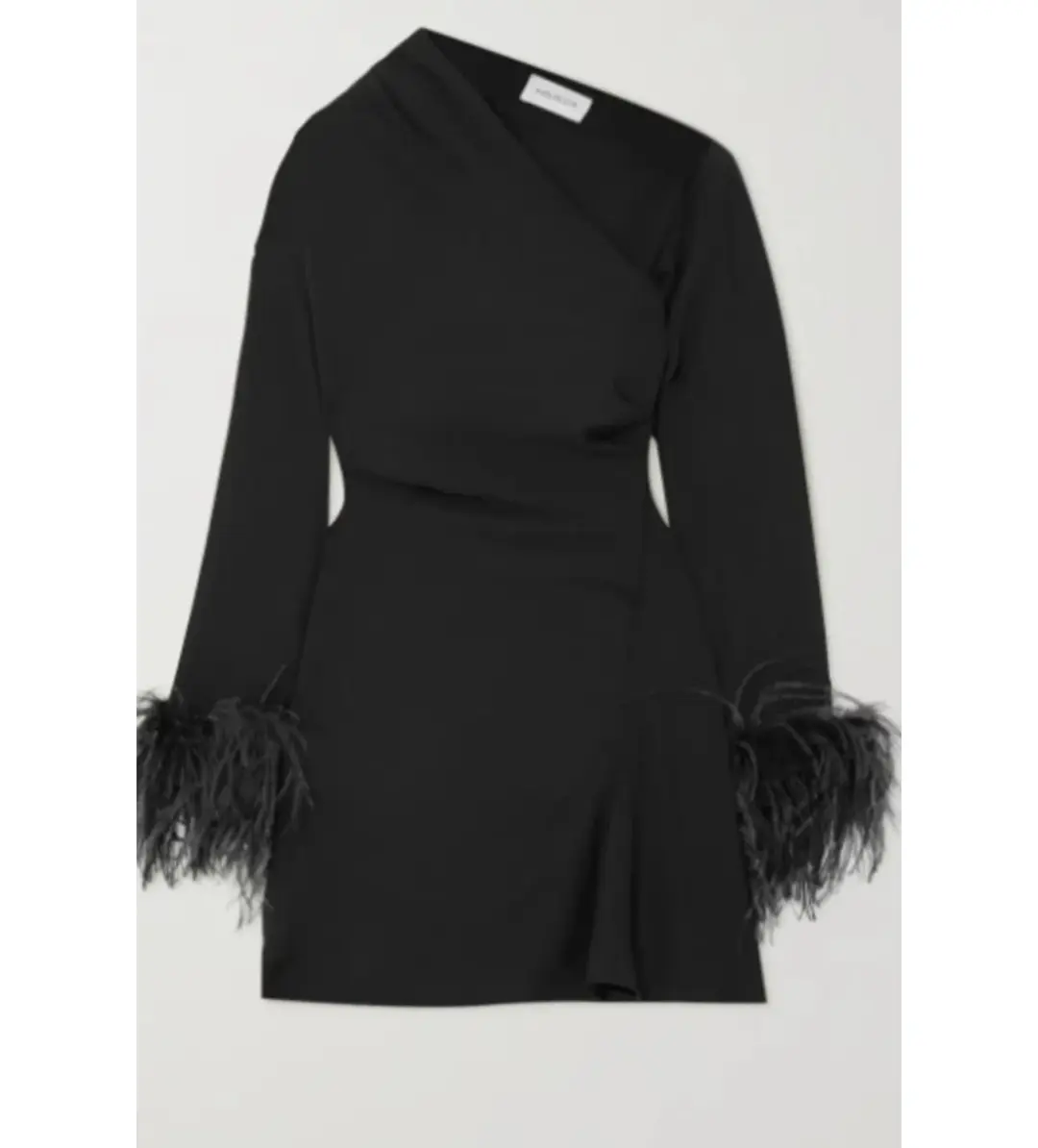 16ARLINGTON Rent Adelaide Feather Mini Dress Black Size 12 for rent on The Volte - main image