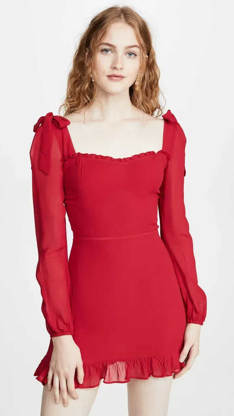 Reformation Elin Mini Dress Red Size 12 for rent on The Volte - main image