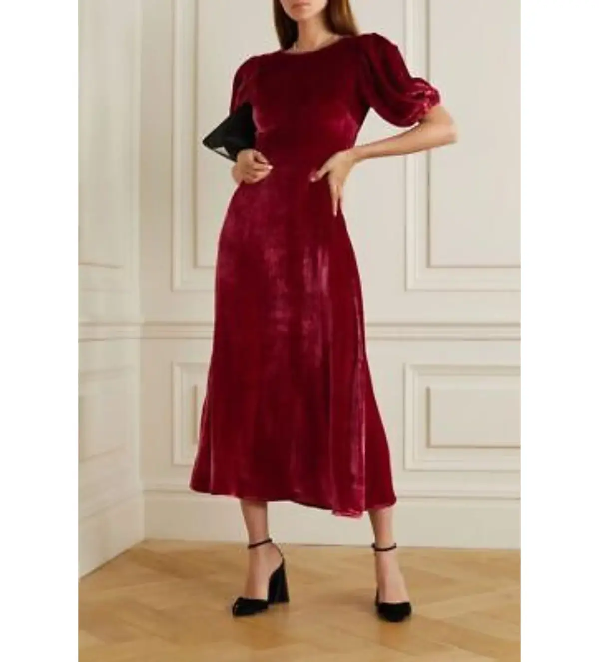 Reformation Livia Velvet Backless Midi Dress Size UK 12 - Image 1