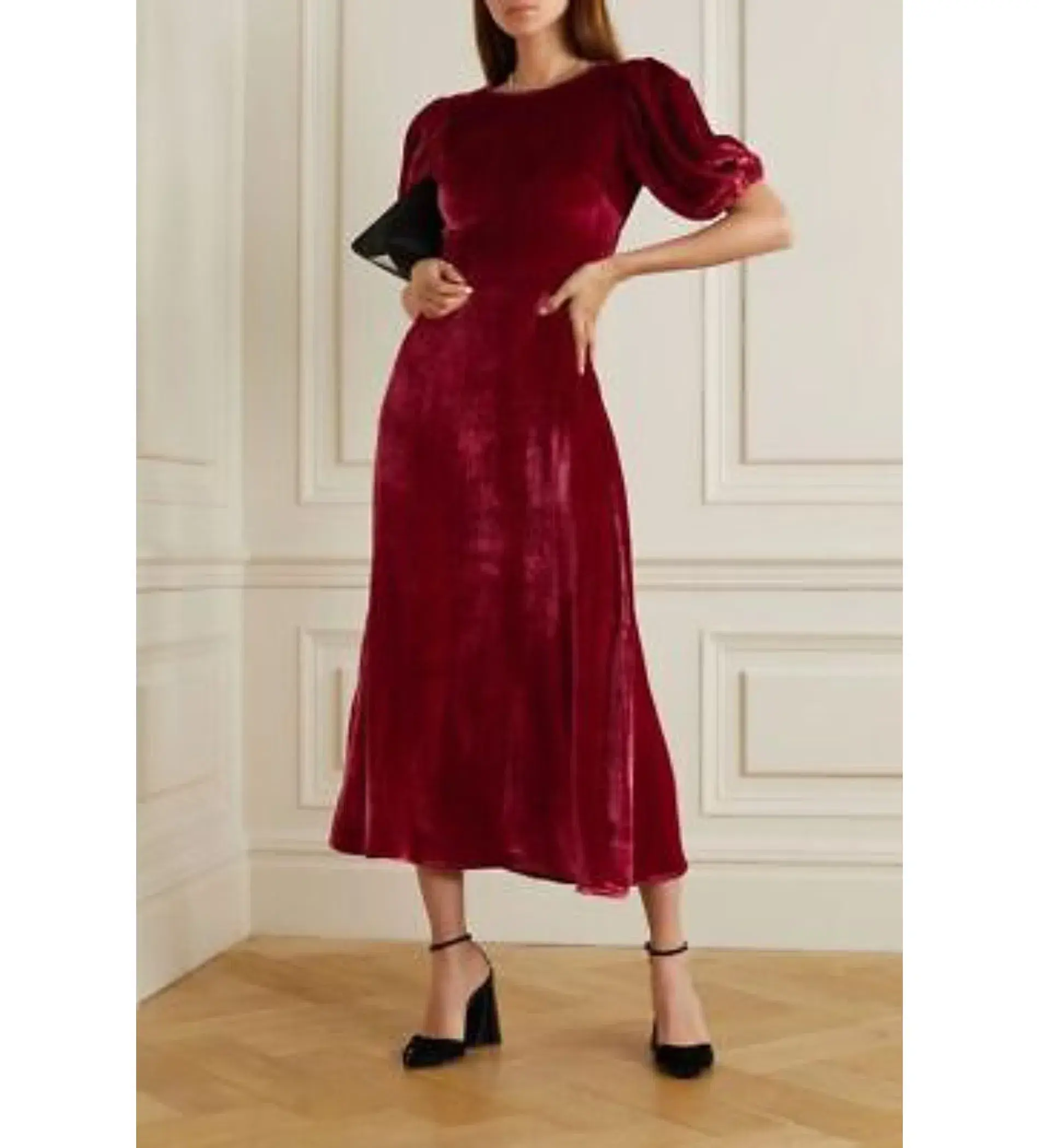Reformation Livia Velvet Backless Midi Dress Size UK 12 - Image 1