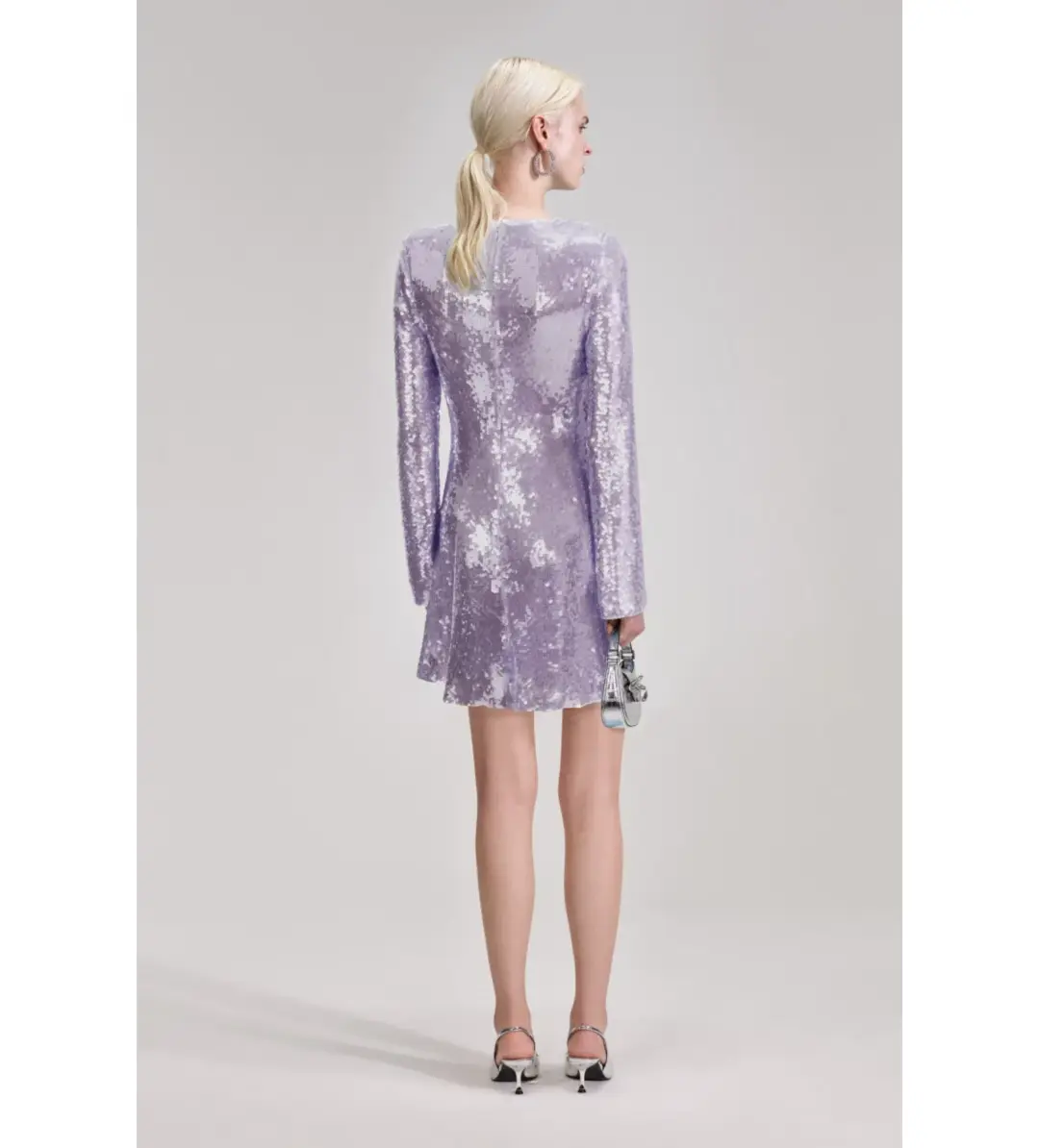 Self-Portrait Rent Lilac Sequin Mini Dress Size 12  for rent on The Volte - main image