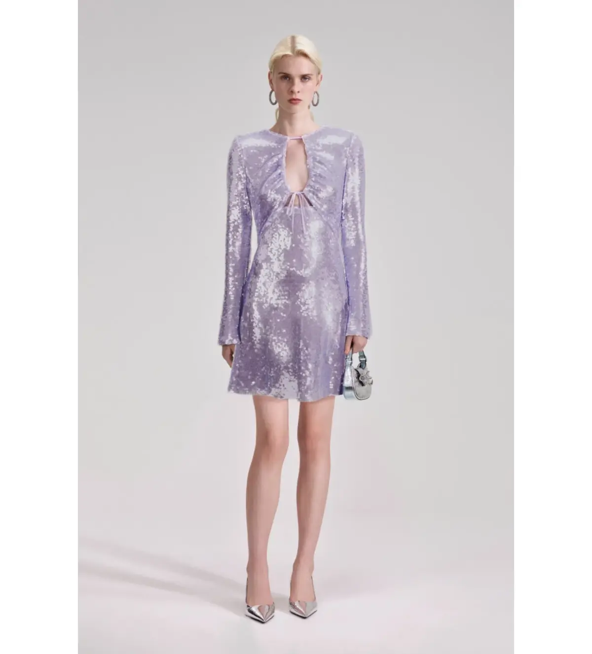 Self-Portrait Rent Lilac Sequin Mini Dress Size 12  - Image 1