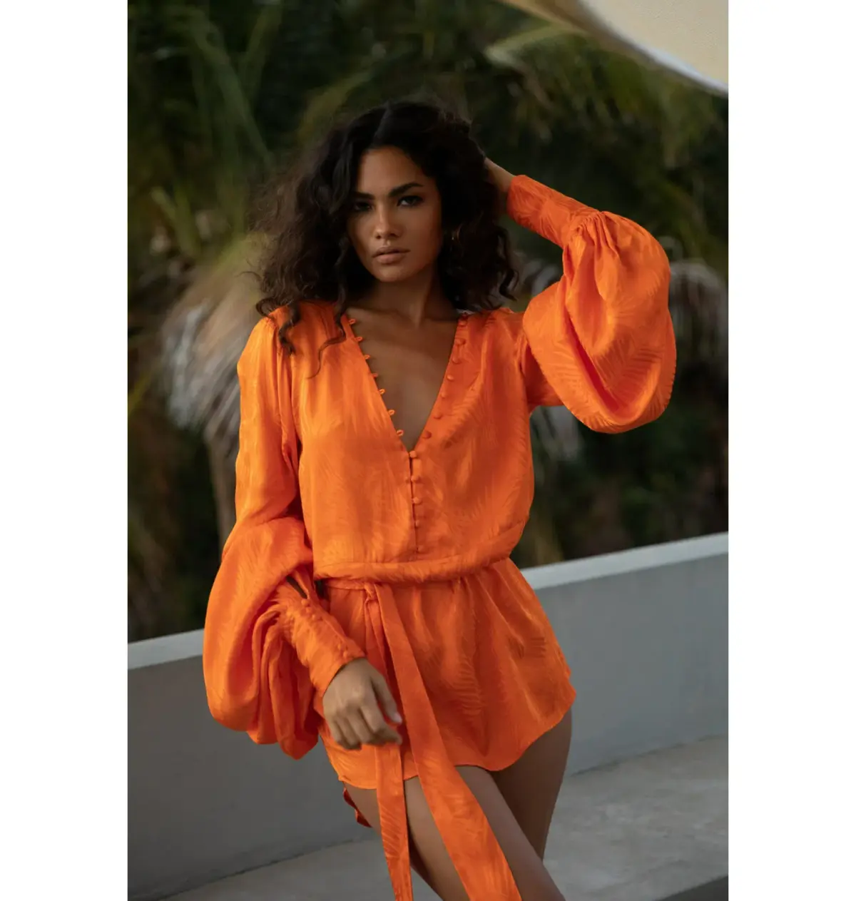 Rat & Boa Harlequin Dress Orange Size UK 8 - Image 3
