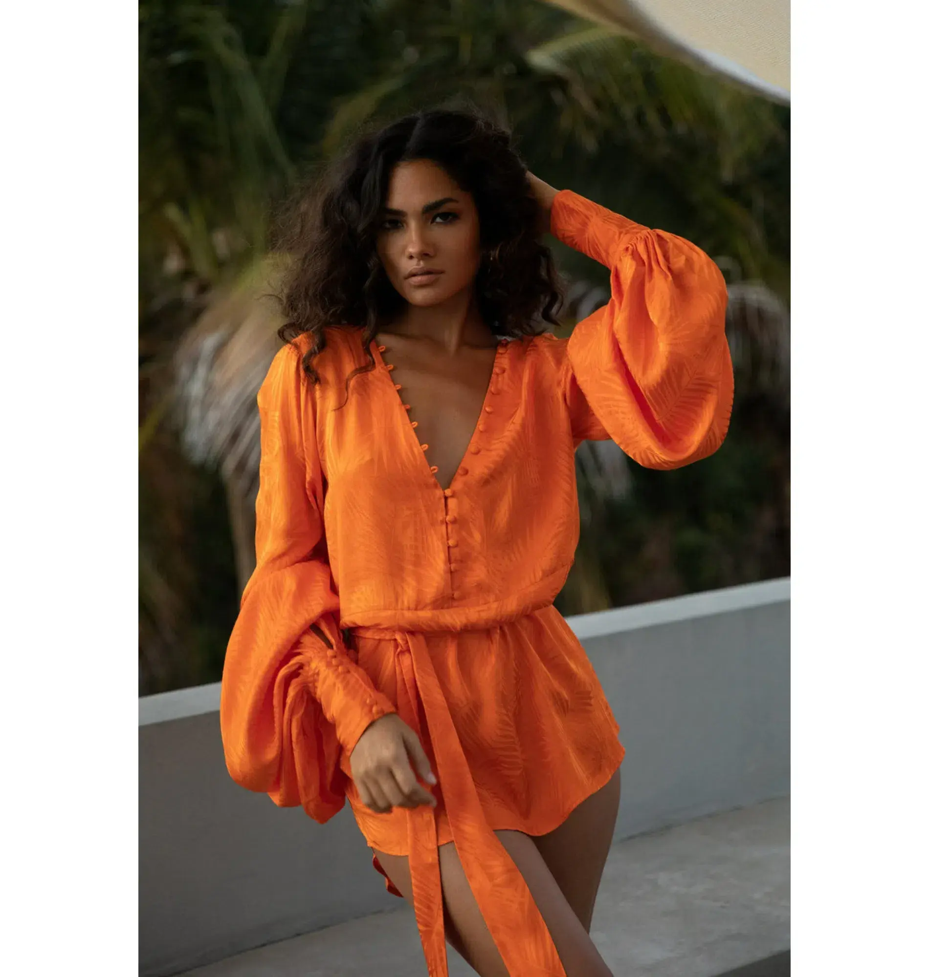 Rat & Boa Harlequin Dress Orange Size UK 8 - Image 3