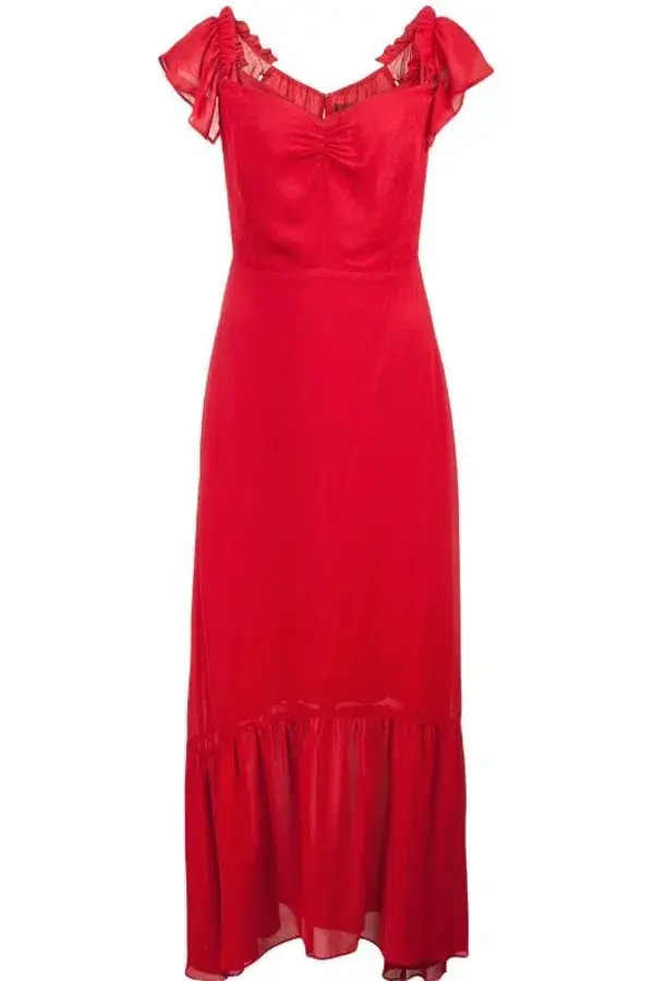 Reformation Butterfly Midi Dress Red Size UK 12 for rent on The Volte - main image