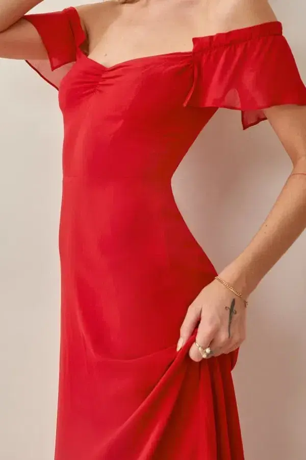 Reformation Butterfly Midi Dress Red Size UK 12 - Image 3