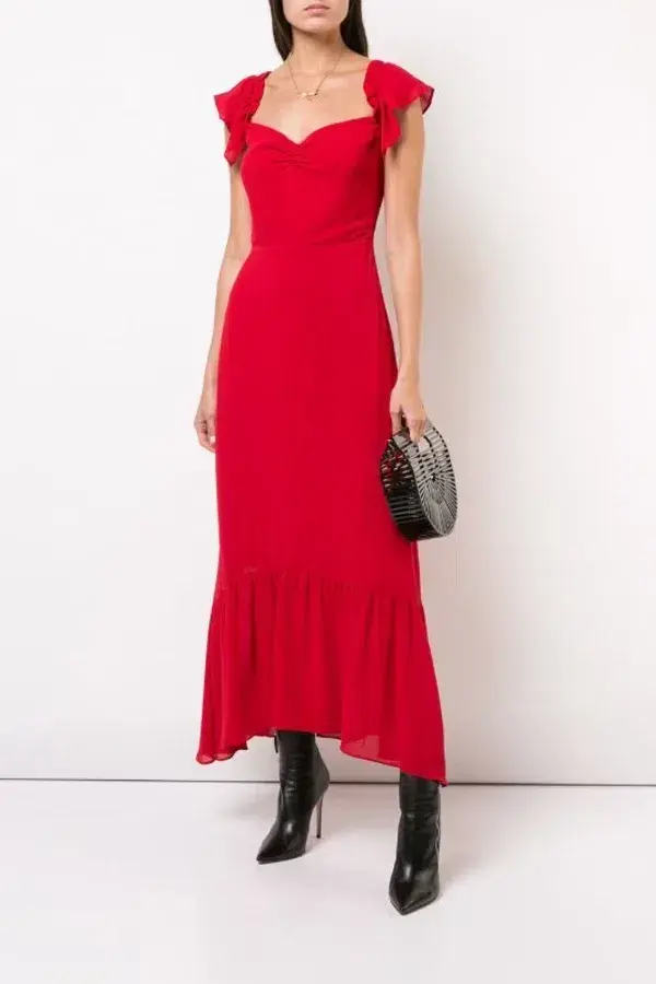 Reformation Butterfly Midi Dress Red Size UK 12 - Image 1