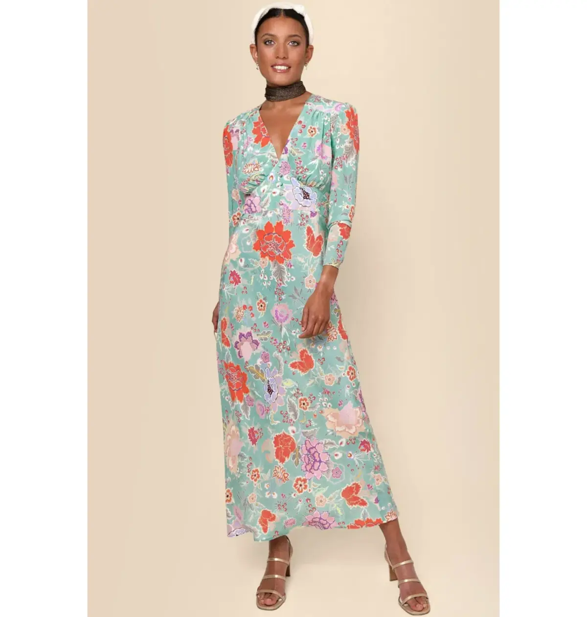 Rixo Selma Dress Mint Peony Flora Size UK 12 - Image 1