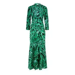 RIXO Lucy Green Tiger Midi Dress Green Size UK 10 - Image 3