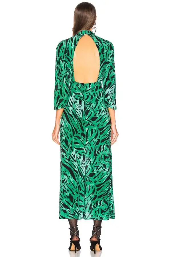 RIXO Lucy Green Tiger Midi Dress Green Size UK 10 - Image 2