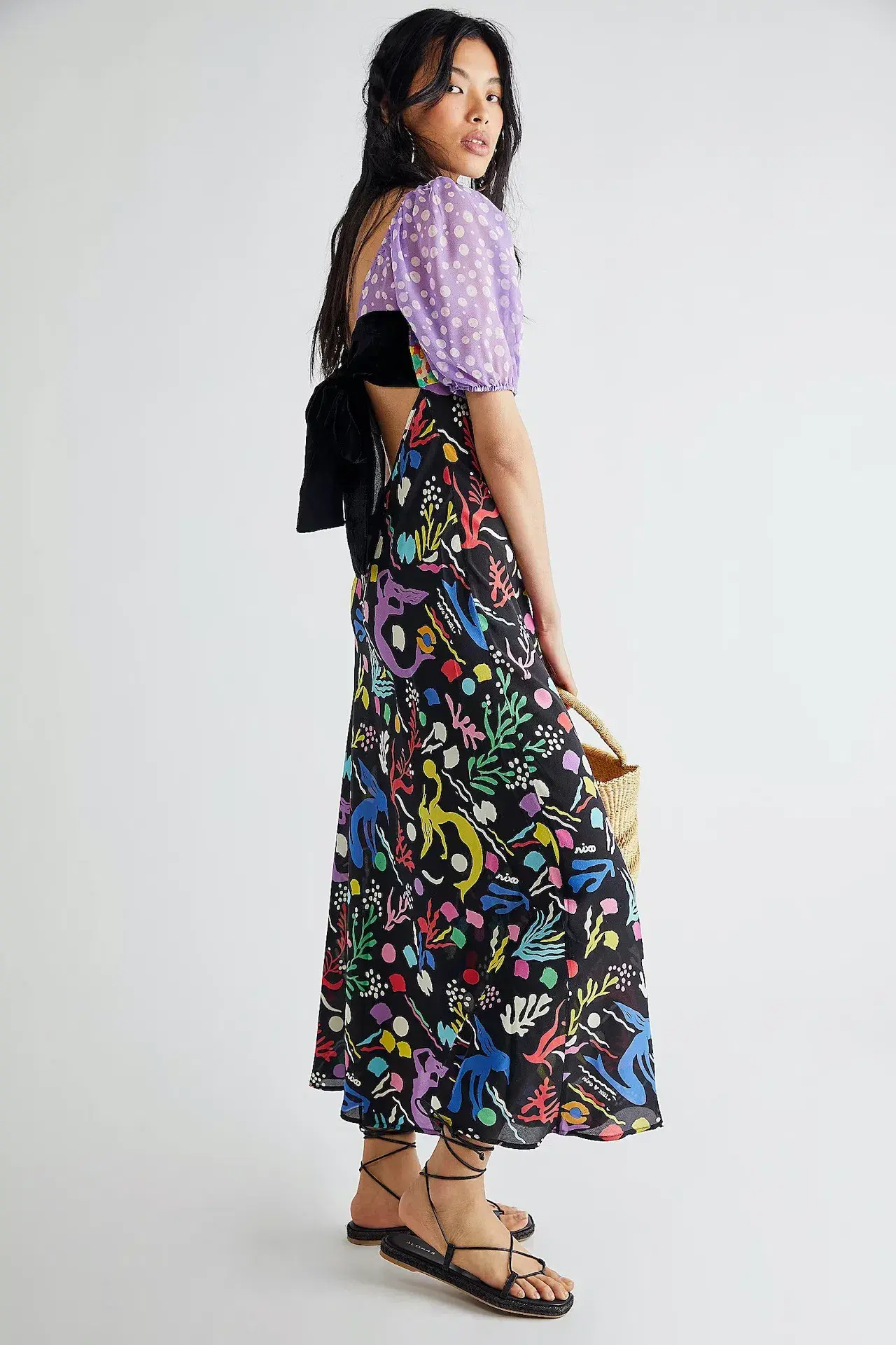 Rixo Anastasia Backless Midi Dress Sea Life Black Multi Size M / UK 12  - Image 3