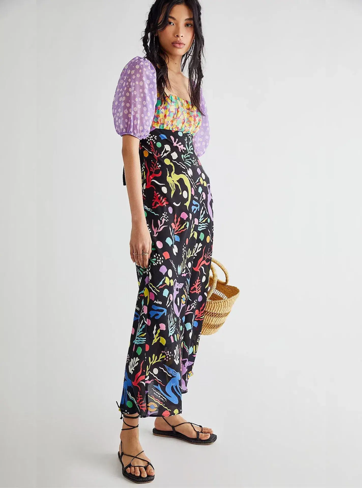 Rixo Anastasia Backless Midi Dress Sea Life Black Multi Size M / UK 12  - Image 1