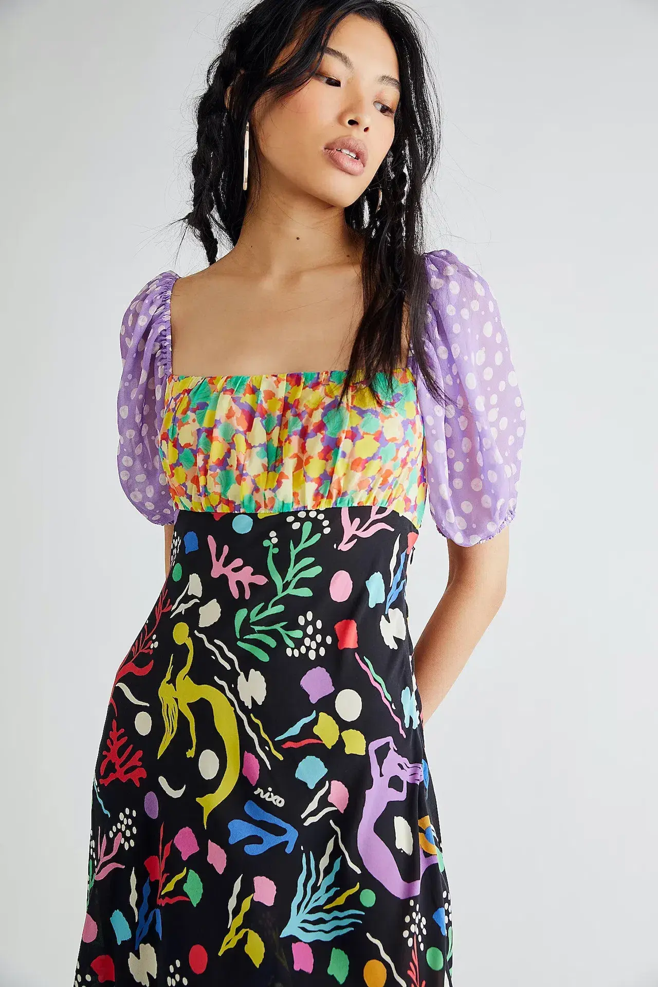 Rixo Anastasia Backless Midi Dress Sea Life Black Multi Size M / UK 12  - Image 2